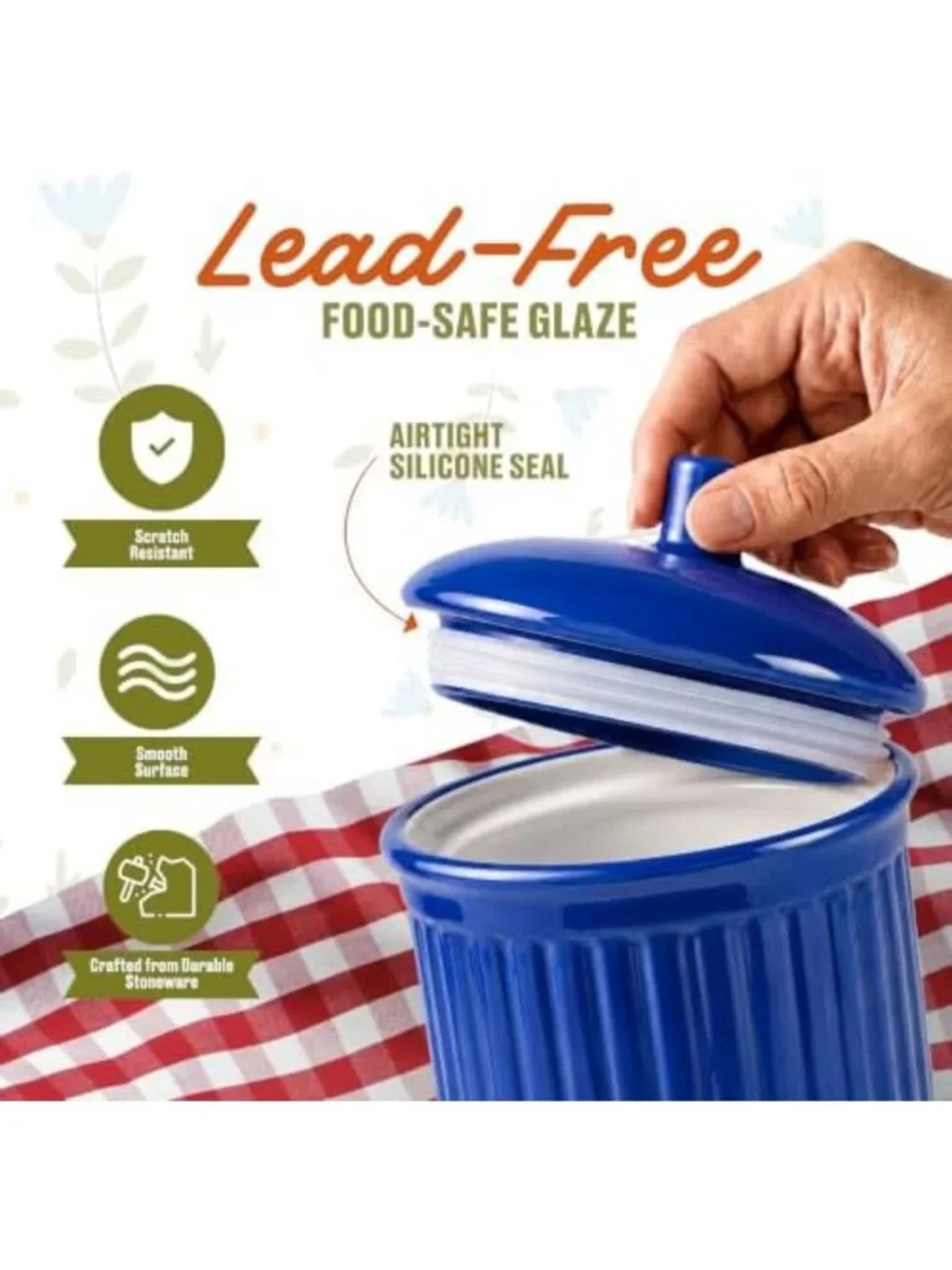 Set of 3 Blue Canisters - 88 Oz Kitchen Storage Containers for Home Organization